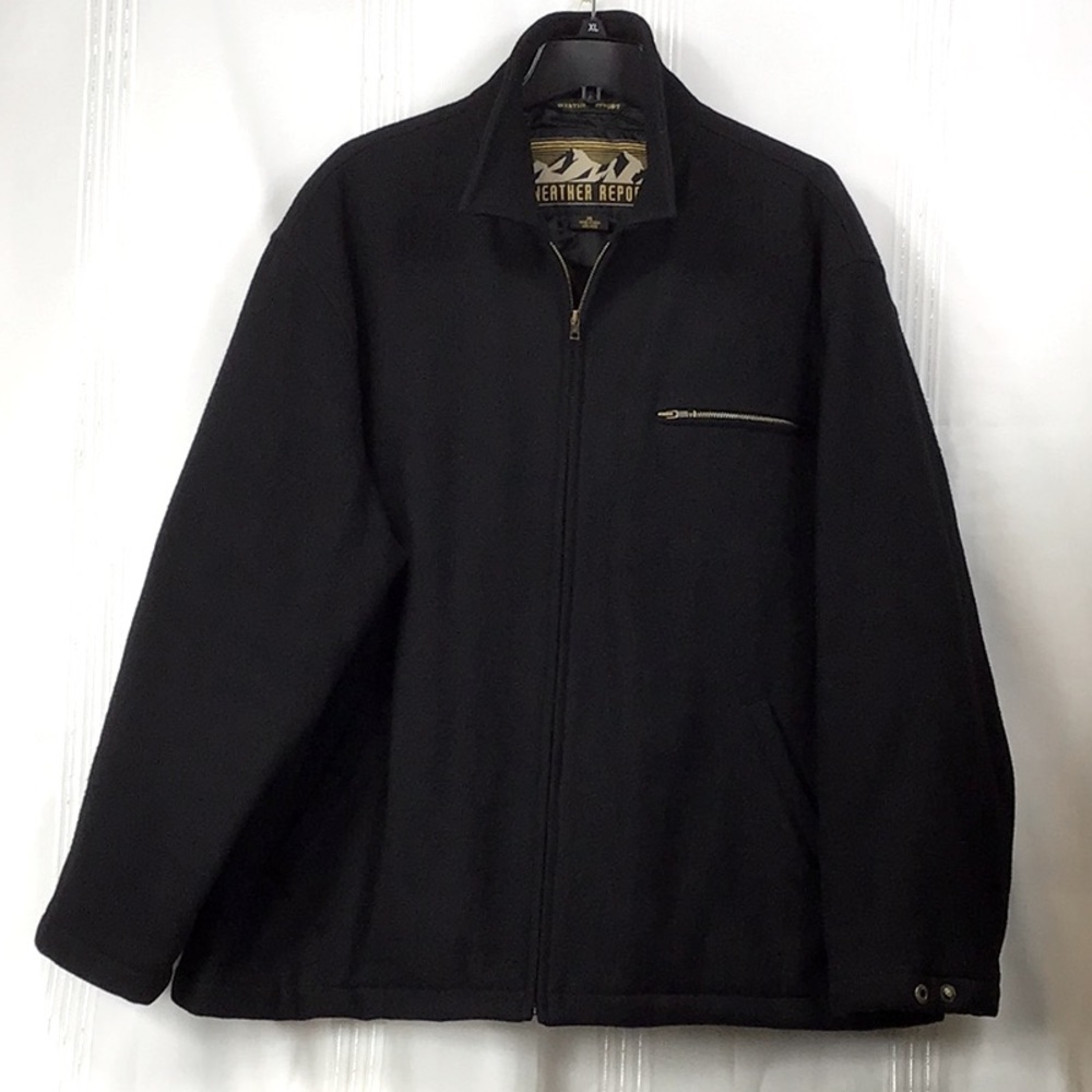 ⛄️ Weather Report Black Wool Pea Coat Zip Front 5 Pocket